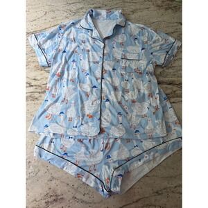 Vintage-like light blue goose print PJs plus size xxl. NWOT